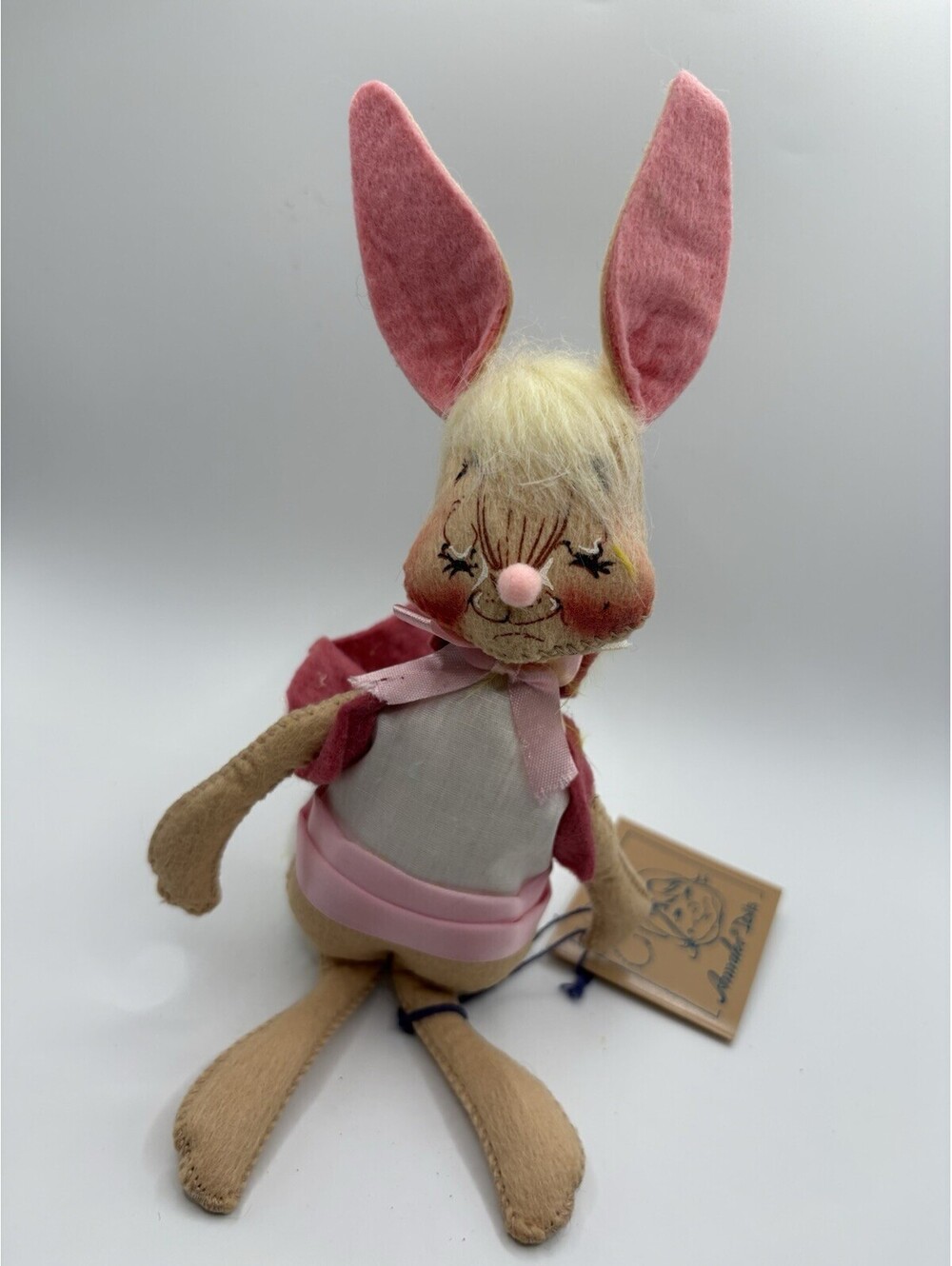 Annalee Doll Tan Rabbit with Big Poof Tail Bunny Spring 1992 7.5in Easter VTG
